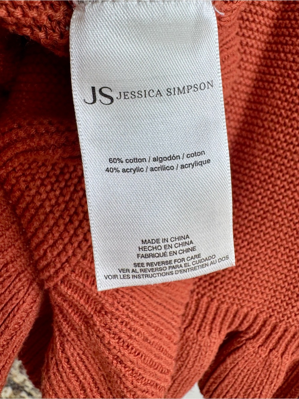 Jessica Simpson Cable Knit Ruffle Cropped Sweater Tank Rust Small S - Picture 7 of 8